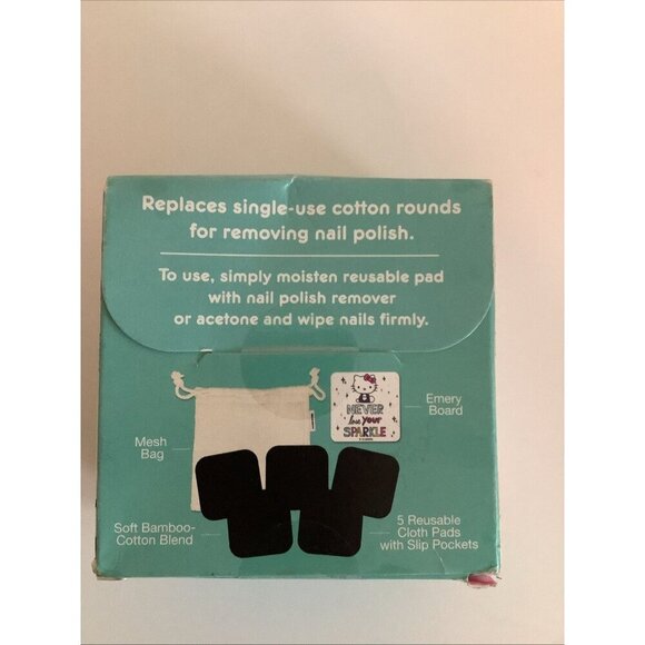 2024 Sanrio Hello Kitty Reusable Nail Polish Remover Kit 5 Pads/Bag/Emery Board - Picture 2 of 2